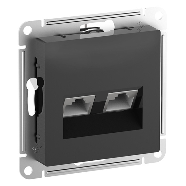 Розетка двойная компьютерная RJ45+RJ45 кат 6А Systeme Electric AtlasDesign карбон ATN001088 ATN001088 - магазин электротехники Electroshop