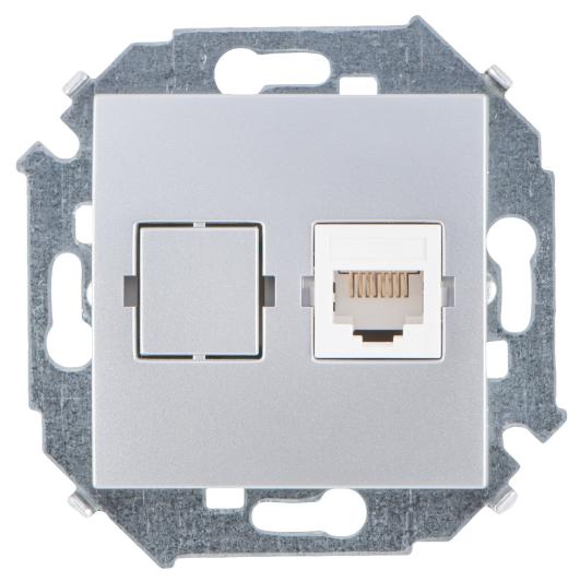 Розетка компьютерная RJ45 кат.5е Systimax Simon 15 алюминий 1591598-033 1591598-033 - магазин электротехники Electroshop