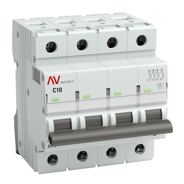 Выключатель автоматический EKF AVERES AV-6 10A (C) 4P трехфазный 6kA mcb6-4-10C-av mcb6-4-10C-av - магазин электротехники Electroshop