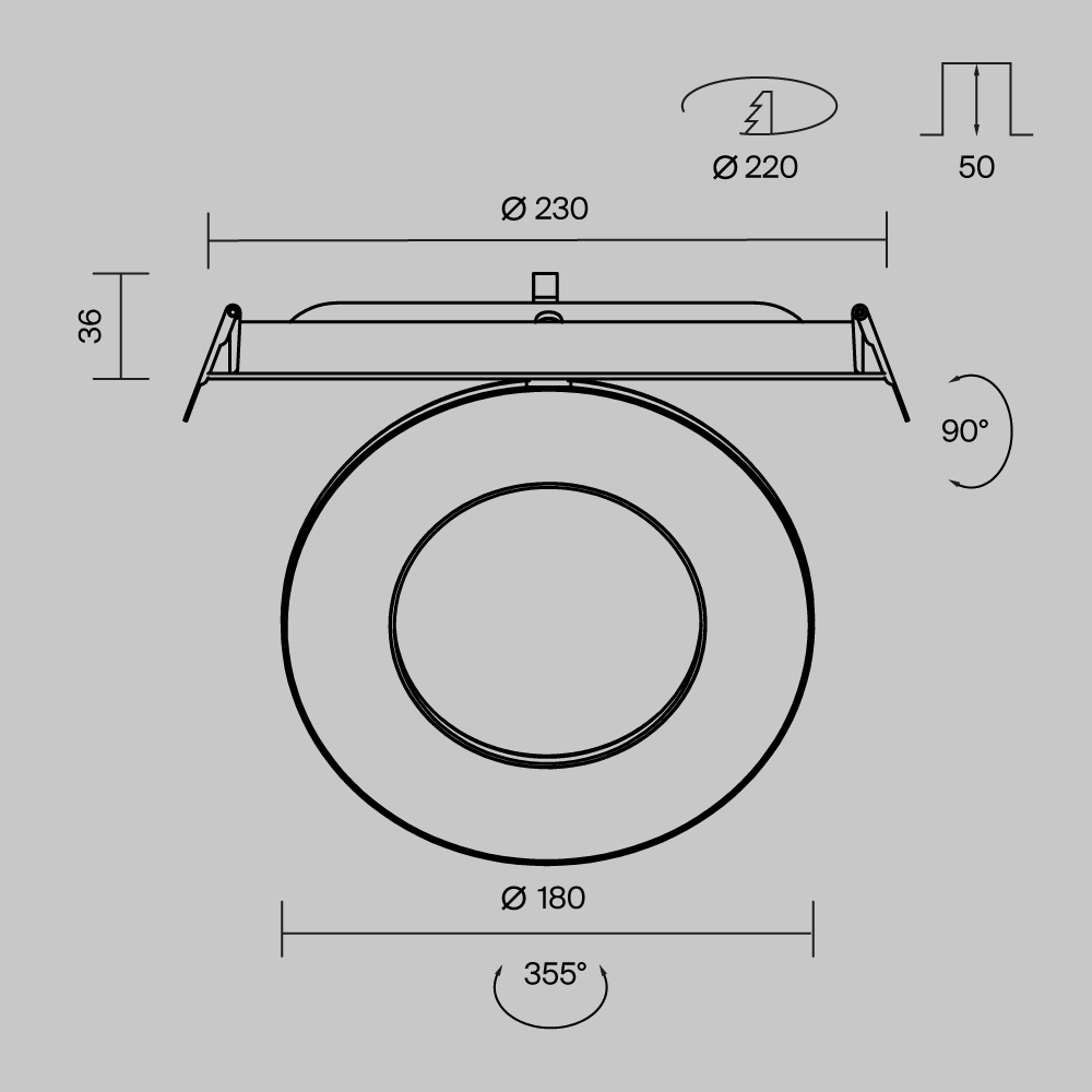 Встраиваемый спот Maytoni Vector DL102-12W4K-B DL102-12W4K-B - магазин электротехники Electroshop