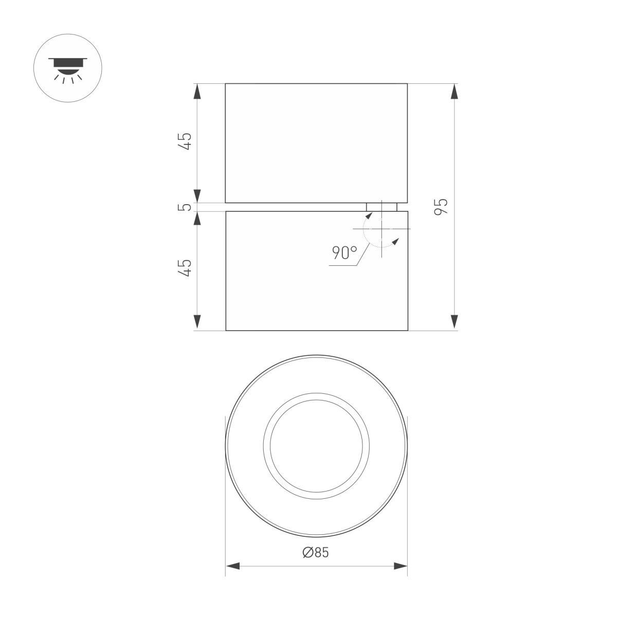 Спот Arlight SP-POINT-SURFACE-R85-12W Warm3200-MIX (BK, 15 deg, 230V) (IP20 Металл) 058607 058607 - магазин электротехники Electroshop
