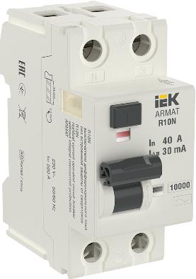 УЗО ARMAT ВДТ R10N 2P 40А 30мА тип AC ИЭК (ВДТ) AR-R10N-2-040C030 AR-R10N-2-040C030 - магазин электротехники Electroshop