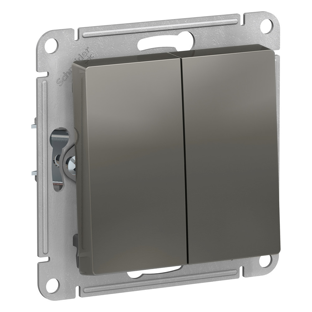 Двухклавишная кнопка 10А AtlasDesign сталь Systeme Electric ATN000917 ATN000917 - магазин электротехники Electroshop
