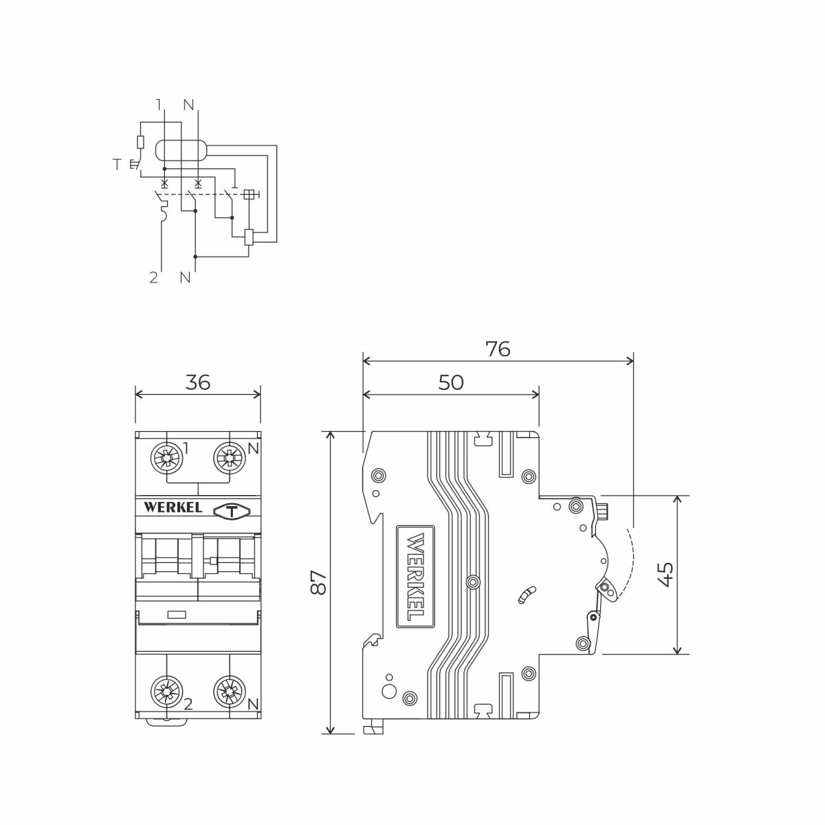 Дифференциальный автомат 1P+N 32 A 30 mА 6 kА C А Werkel W922P326 4690389193262 a062571 4690389193262 - магазин электротехники Electroshop