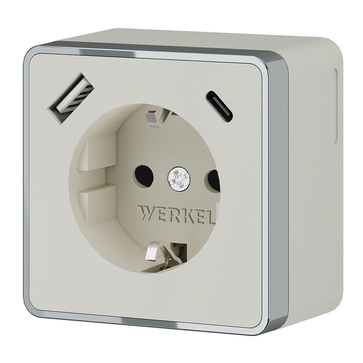 Розетка с заземлением, шторками и USB тип A+C Werkel Gallant W5071703 4690389179600 a057699 4690389179600 - магазин электротехники Electroshop