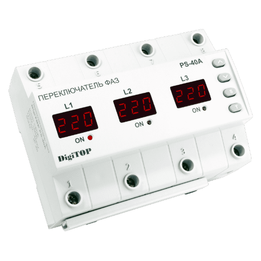 Переключатель фаз PS-40A DigiTOP PS-40A - магазин электротехники Electroshop