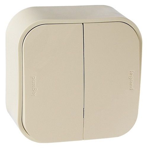 Переключатель двухклавишный Legrand Quteo слоновая кость 782236 782236 - магазин электротехники Electroshop
