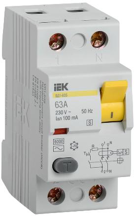 УЗО двухполюсные и четырехполюсные ВД1-63S тип AC 4,5кА селективные IEK - магазин электротехники Electroshop