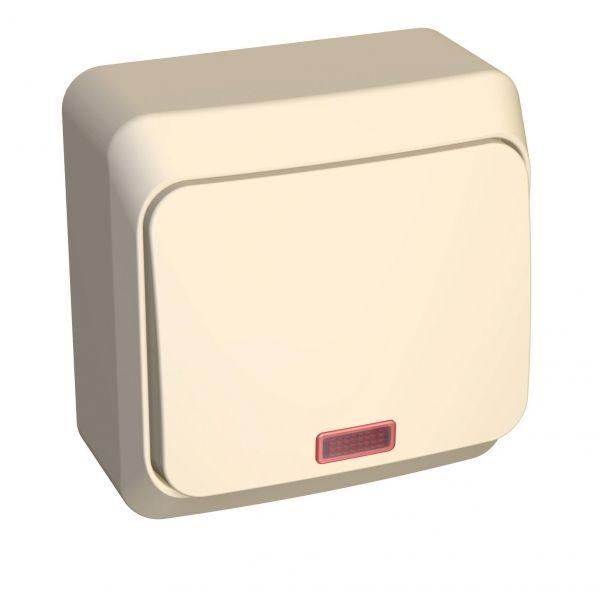 Переключатель одноклавишный с подсветкой Systeme Electric Этюд кремовый BA10-007K BA10-007K - магазин электротехники Electroshop