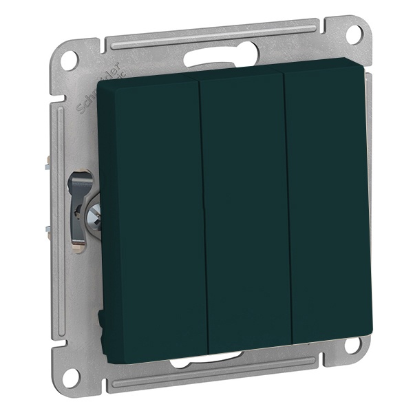Трехклавишный выключатель 10А AtlasDesign изумруд Systeme Electric ATN000831 ATN000831 - магазин электротехники Electroshop