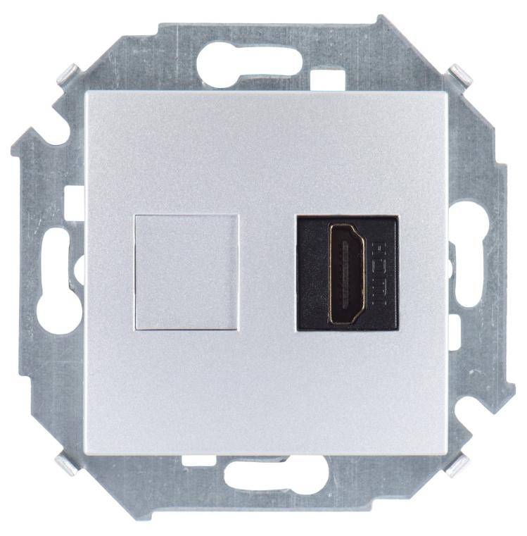 Розетка HDMI аудио/видео v1.4 тип А Simon 15 алюминий 1591407-033 1591407-033 - магазин электротехники Electroshop