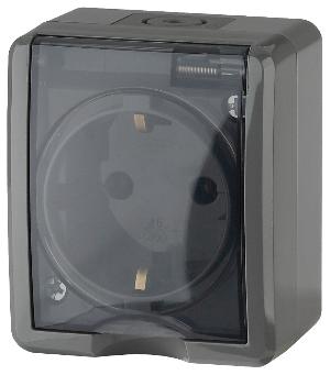 Розетка 2P+E IP54 16A-250В открытой установки Эра Эксперт серый 11-2401-03 Б0020713 Б0020713 - магазин электротехники Electroshop