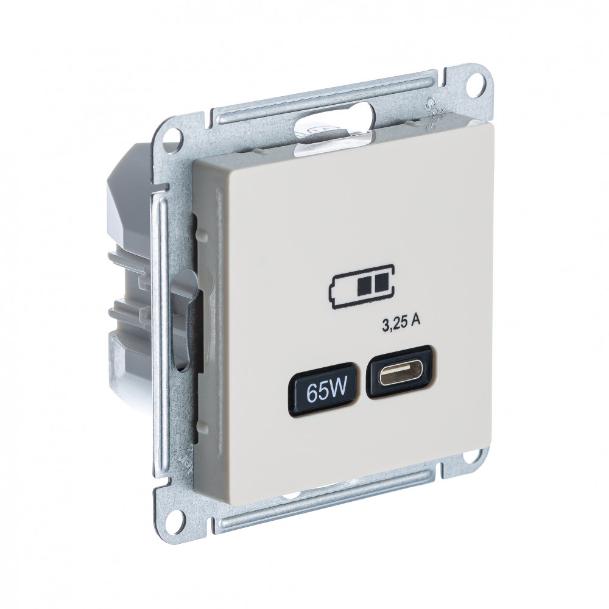 Зарядка USB тип С 65W высокоскоростная зарядка QC, PD AtlasDesign бежевый Systeme Electric ATN000227 ATN000227 - магазин электротехники Electroshop