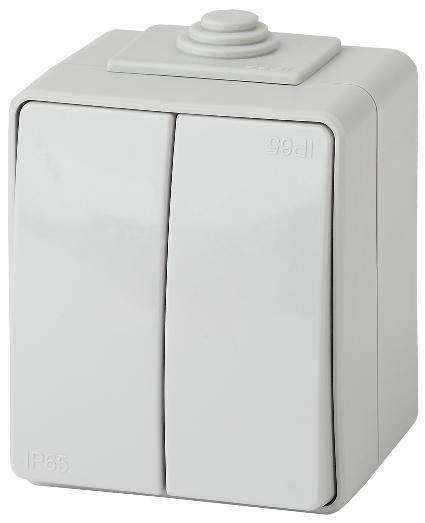 Выключатель двойной IP65 10АХ-250В открытой установки Эра Эксперт серый 11-1604-03 Б0035976 Б0035976 - магазин электротехники Electroshop
