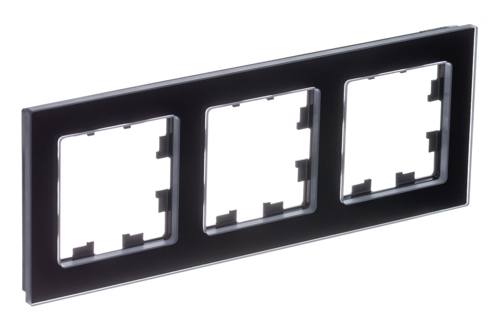 Рамка AtlasDesign Nature 3 поста натуральное стекло черный Systeme Electric ATN361003 ATN361003 - магазин электротехники Electroshop
