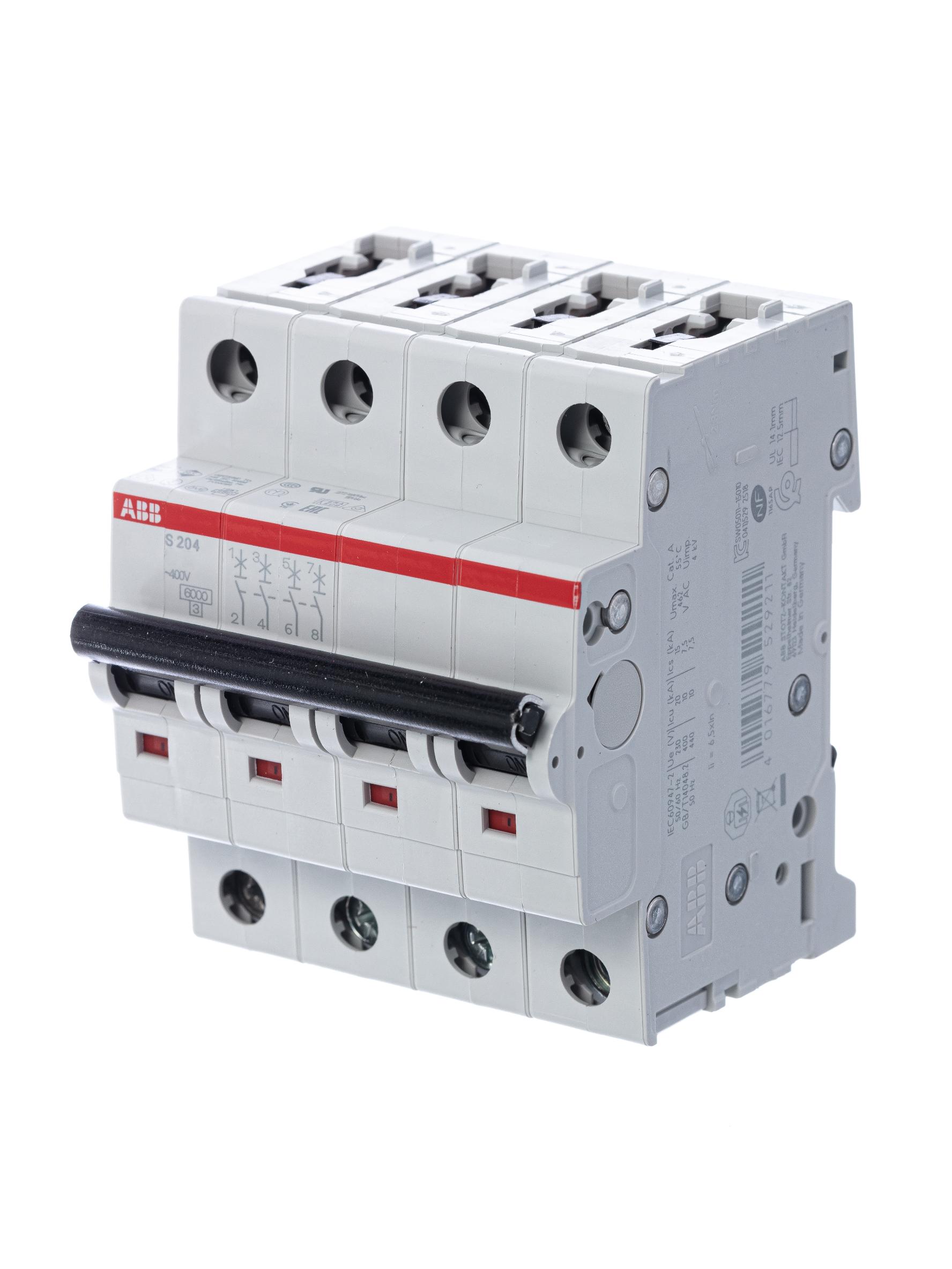 S204 C80 Автоматический выключатель 4-полюсный 80А 6кА (хар-ка C) ABB 2CDS254001R0804 2CDS254001R0804 - магазин электротехники Electroshop