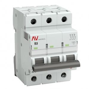 Выключатель автоматический EKF AVERES AV-6 3A (B) 3P трехфазный 6kA mcb6-3-03B-av mcb6-3-03B-av - магазин электротехники Electroshop