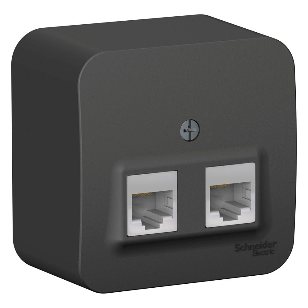 Розетка двойная RJ45 + RJ11 Blanca Systeme Electric антрацит изол.пластина BLNIA045116 BLNIA045116 - магазин электротехники Electroshop