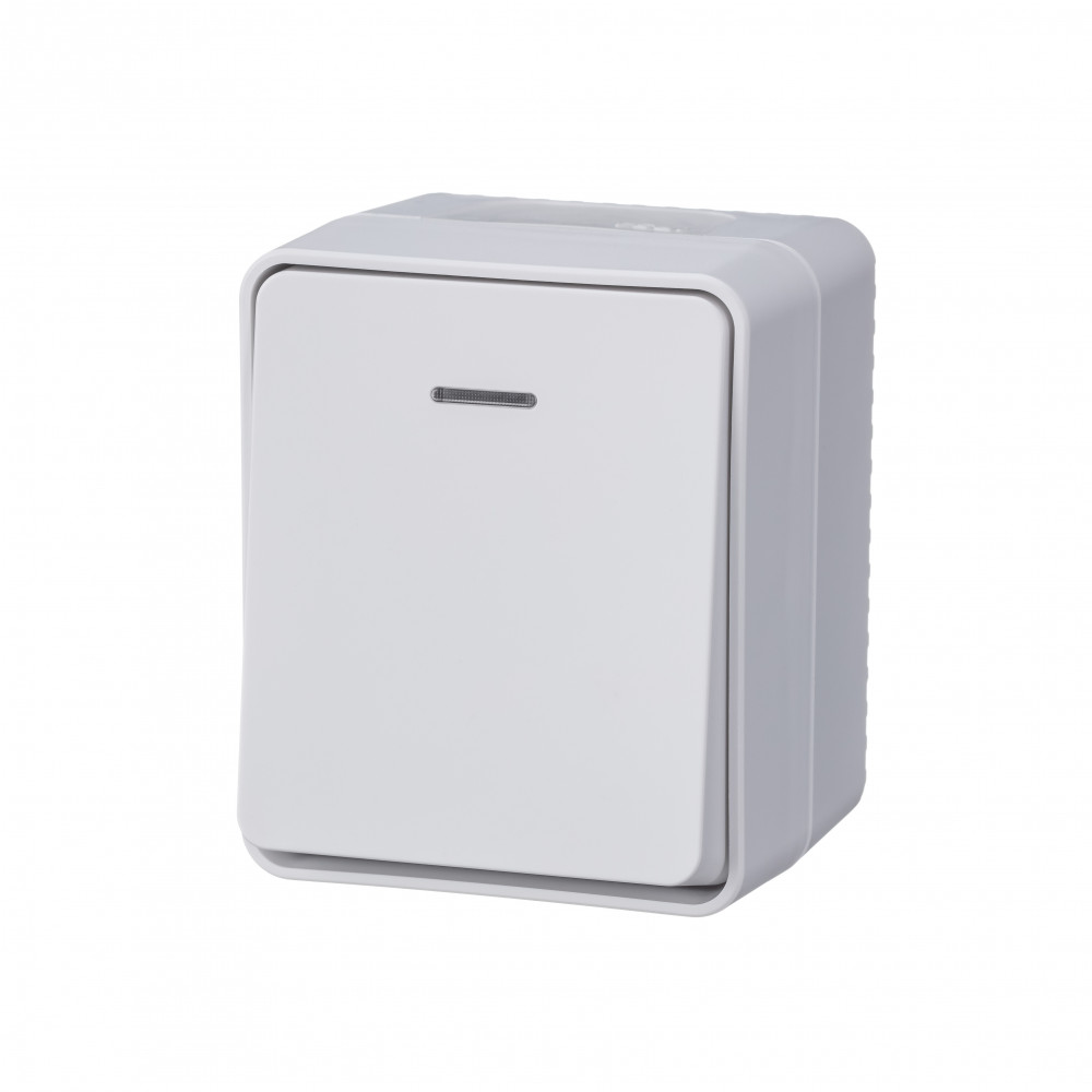 Одноклавишный выключатель с подсветкой накладной 10А IP54 Systeme Electric AtlasDesign Profi54 белый ATN540113 ATN540113 - магазин электротехники Electroshop
