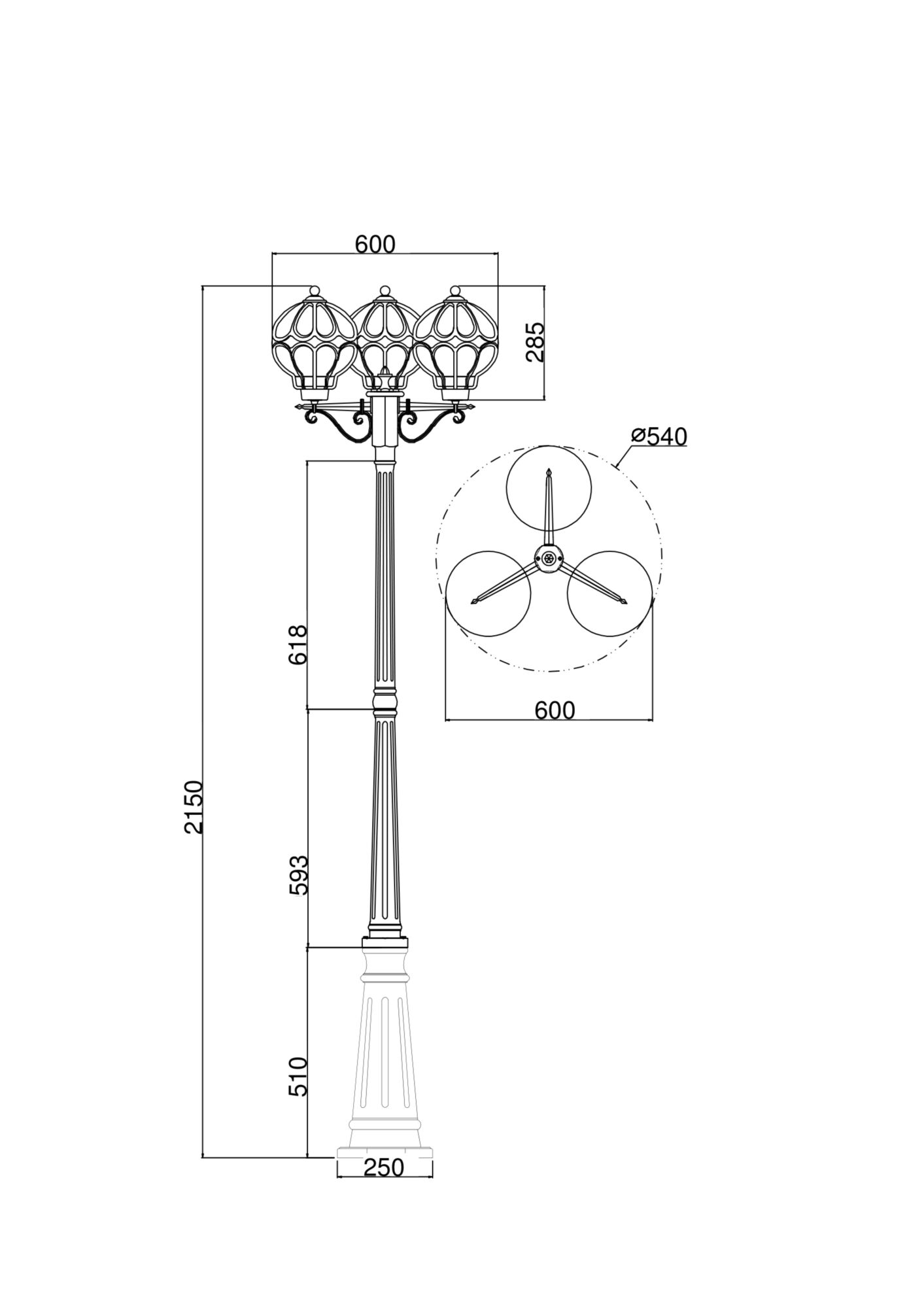 Садово-парковый светильник Maytoni Via O023FL-03G O023FL-03G - магазин электротехники Electroshop