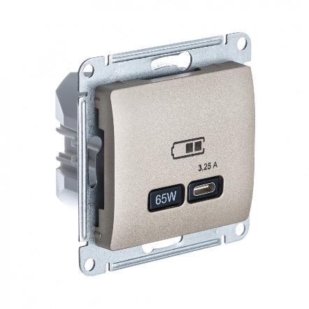Зарядка USB тип С 65W высокоскоростная зарядка QC, PD Systeme Electric Glossa титан GSL000427 GSL000427 - магазин электротехники Electroshop