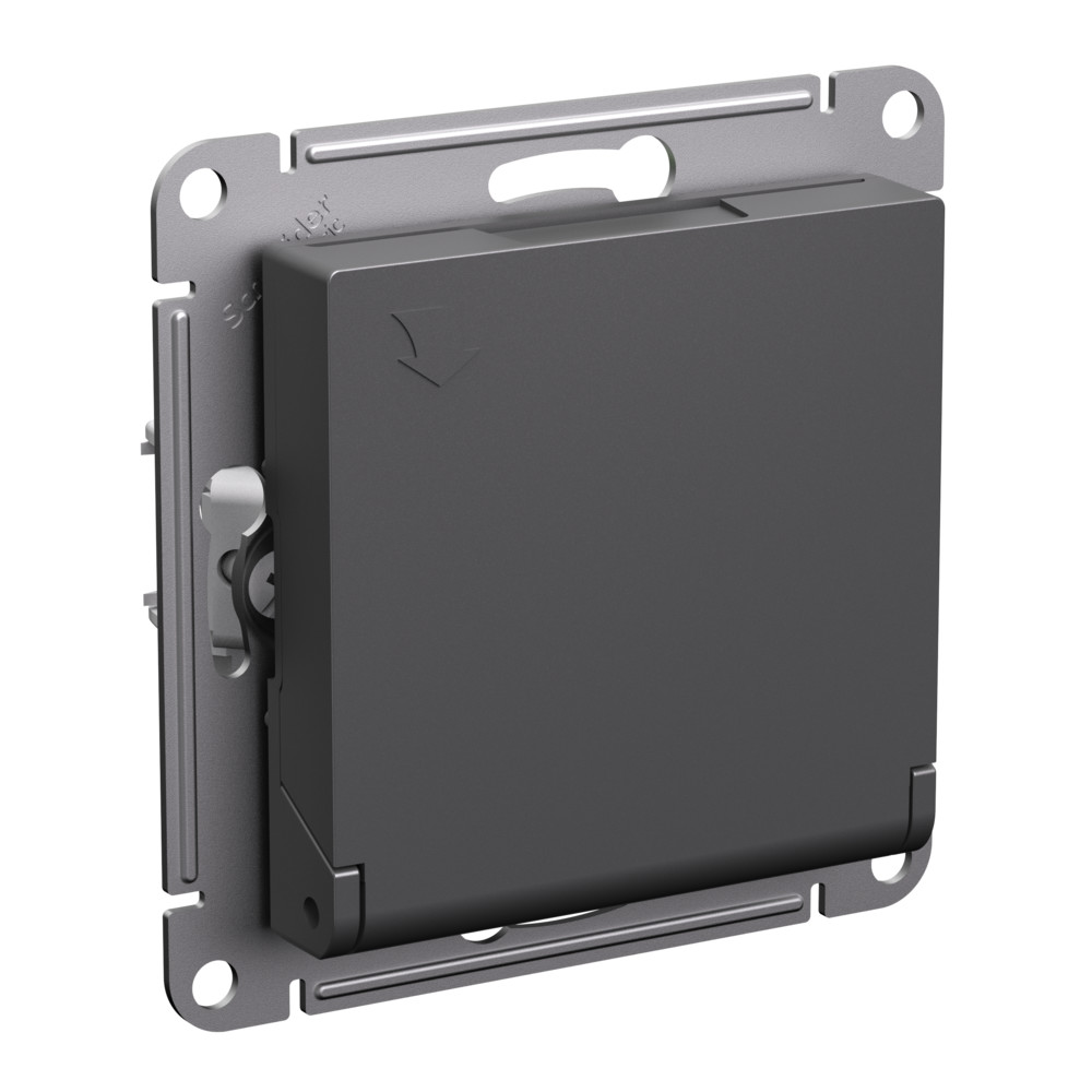 Розетка с заземлением со шторками с крышкой 16А IP20 AtlasDesign базальт Systeme Electric ATN001446 ATN001446 - магазин электротехники Electroshop