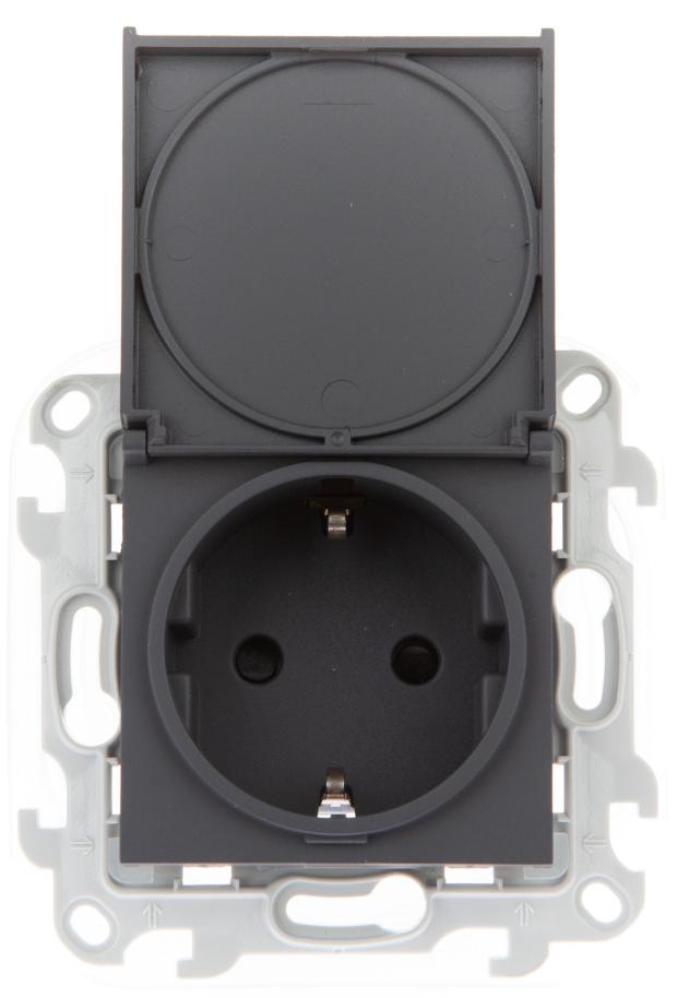 Розетка 2К+З Schuko IP44 Simon 24 Harmonie графит 2450448-038 2450448-038 - магазин электротехники Electroshop