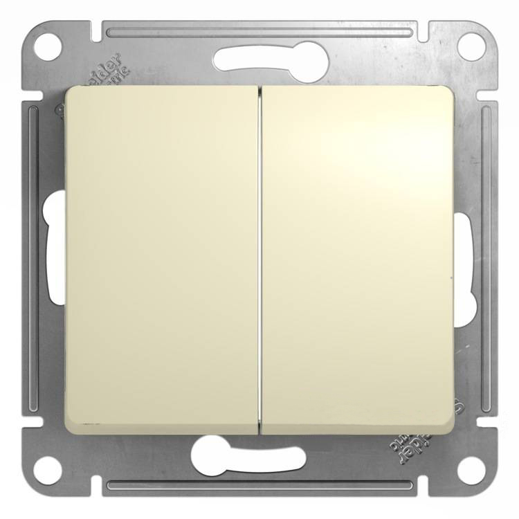 Двухклавишный переключатель 10А механизм Schneider Electric Glossa бежевый GSL000265 GSL000265 - магазин электротехники Electroshop
