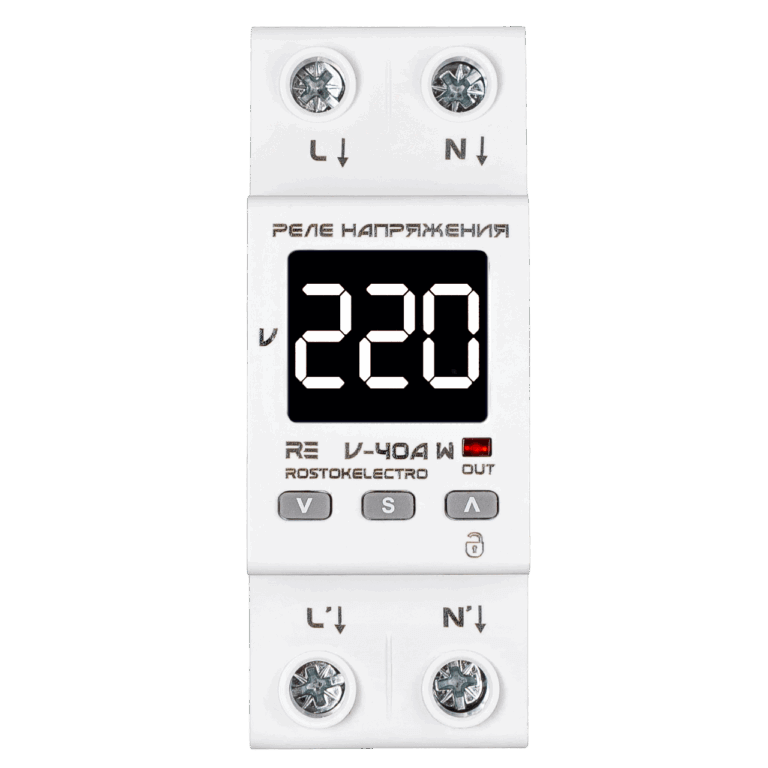 Реле напряжения RE V-40A W с белой индикацией ROSTOKELECTRO 46-510 46-510 - магазин электротехники Electroshop