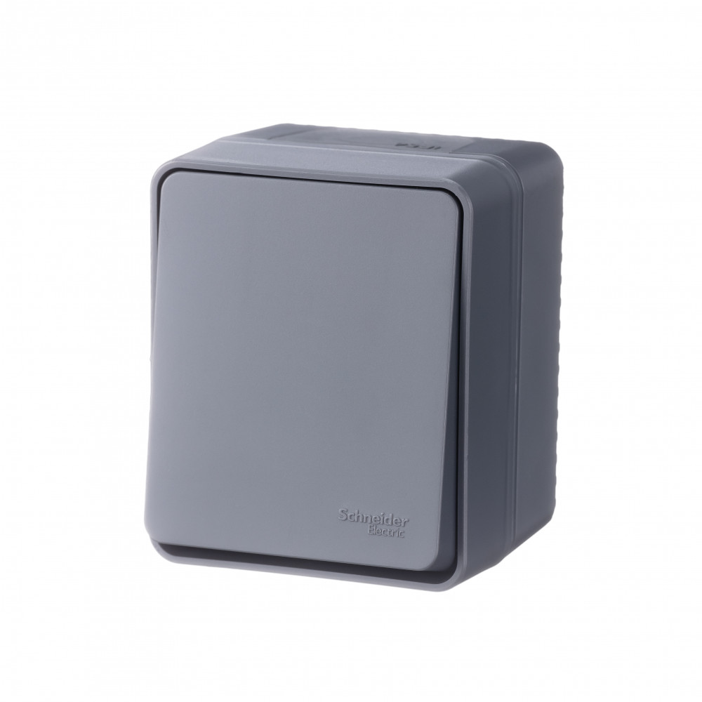 Одноклавишный переключатель открытой установки 10А IP54 Systeme Electric AtlasDesign Profi54 антрацит ATN544061 ATN544061 - магазин электротехники Electroshop