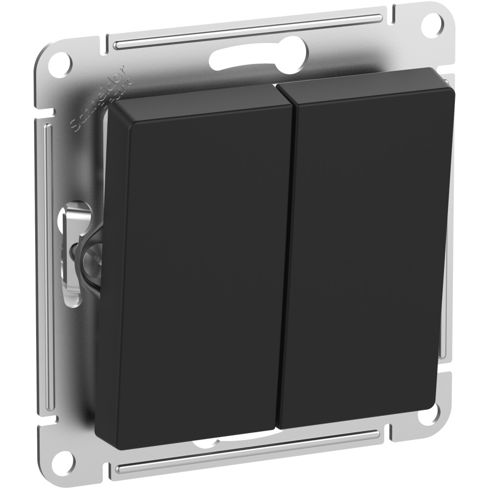 Двухклавишный переключатель AtlasDesign 10A быстрозажимные клеммы IP44 Aqua карбон Systeme Electric ATN441051S ATN441051S - магазин электротехники Electroshop