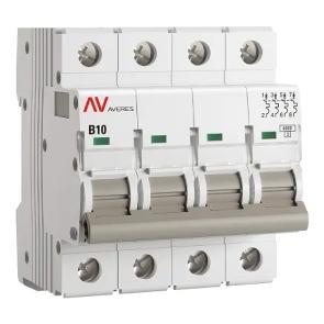 Выключатель автоматический EKF AVERES AV-6 10A (B) 4P трехфазный 6kA mcb6-4-10B-av mcb6-4-10B-av - магазин электротехники Electroshop