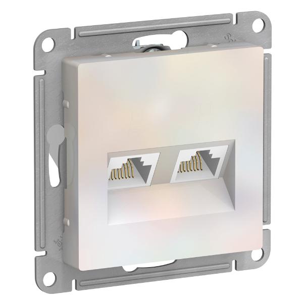 Розетка двойная компьютерная RJ45+RJ45 кат 5E AtlasDesign жемчуг Systeme Electric ATN000485 ATN000485 - магазин электротехники Electroshop