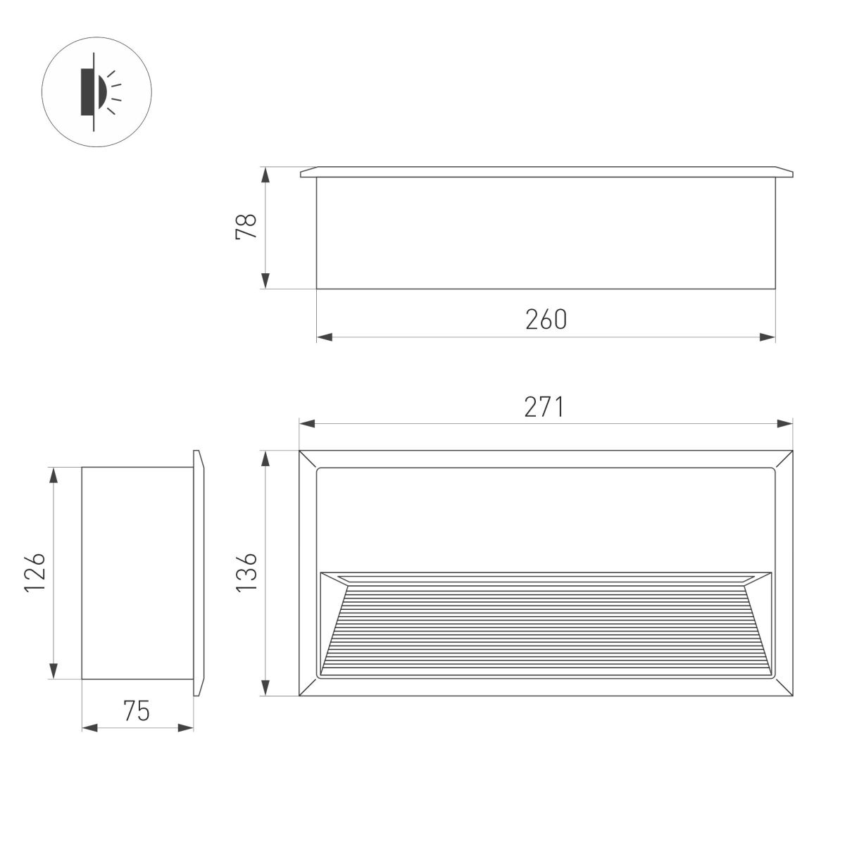 Светильник для ступеней Arlight LTD-RIBONIK-S271x136-10W Warm3000 (Черный, 50 deg, 230V) (IP65 Металл) 062917 062917 - магазин электротехники Electroshop