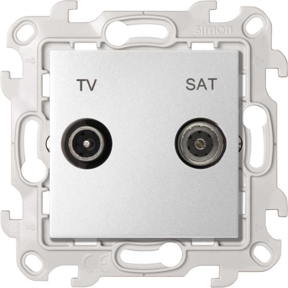 Розетка TV-SAT простая Simon 24 Harmonie алюминий 2410487-033 2410487-033 - магазин электротехники Electroshop