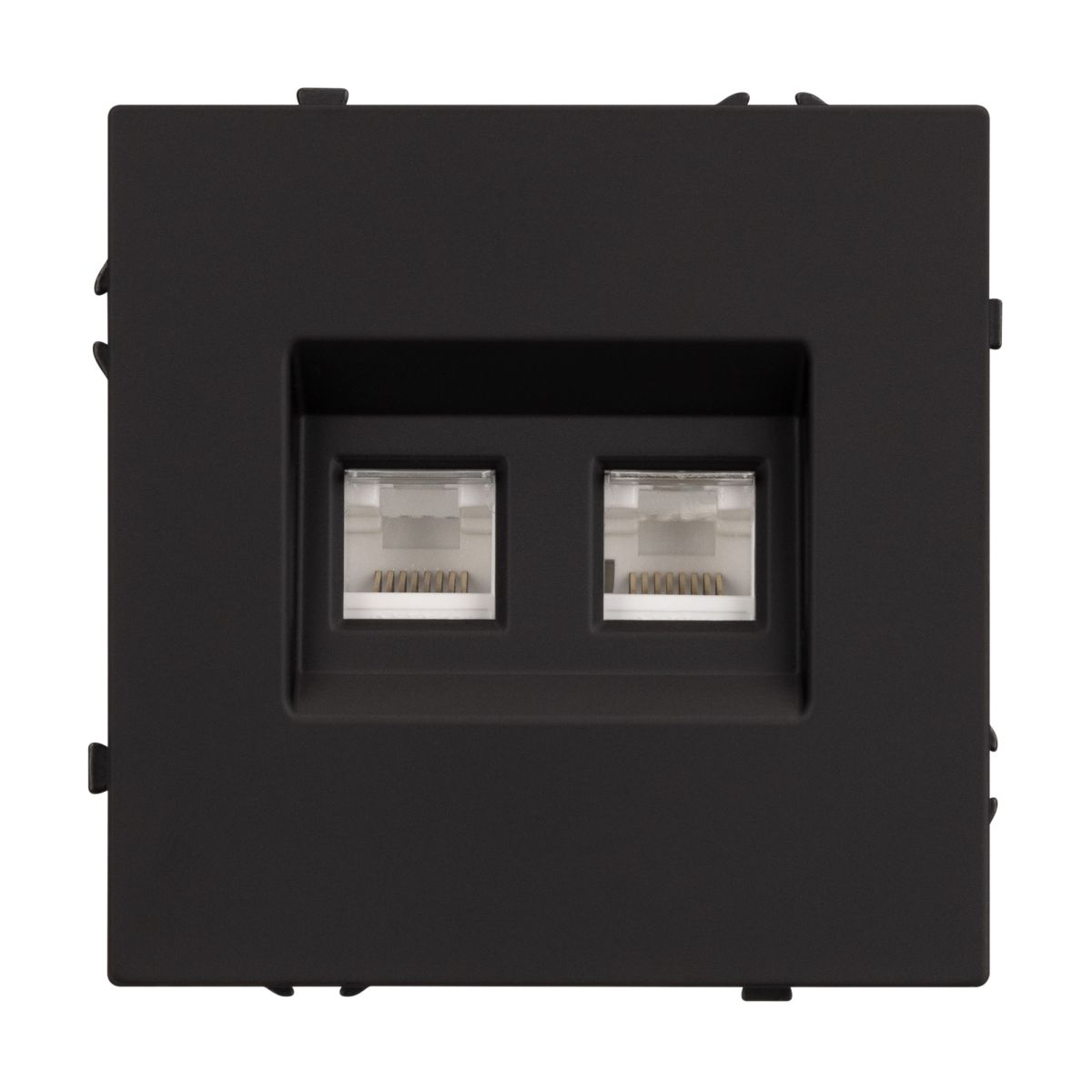 Розетка компьютерная двойная софт-тач черный оникс Arlight SCT-MPC2-SFPL-BK (2хRJ-45, CAT6) 054313(1) 054313(1) - магазин электротехники Electroshop
