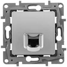 Розетка компьютерная Legrand Etika 1xRJ45 кат. 5e UTP, алюминий 672441 672441 - магазин электротехники Electroshop