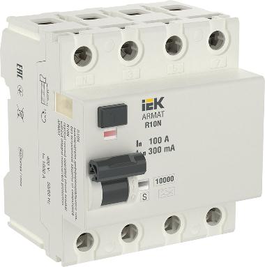 УЗО ARMAT ВДТ R10N 4P 100А 300мА тип AC ИЭК (ВДТ) AR-R10N-4-100C300 AR-R10N-4-100C300 - магазин электротехники Electroshop