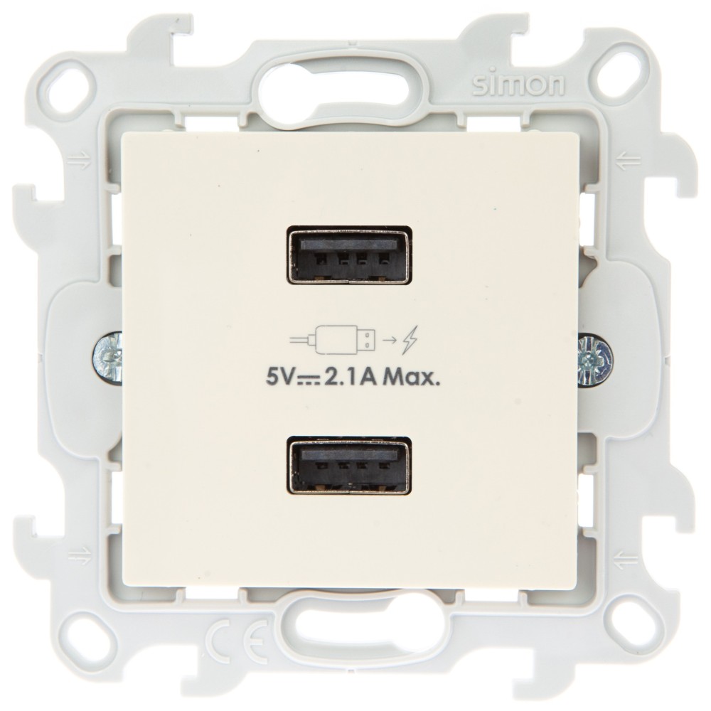 Зарядное устройство 2хUSB 2,1А Simon 24 Harmonie слоновая кость 2411096-031 2411096-031 - магазин электротехники Electroshop