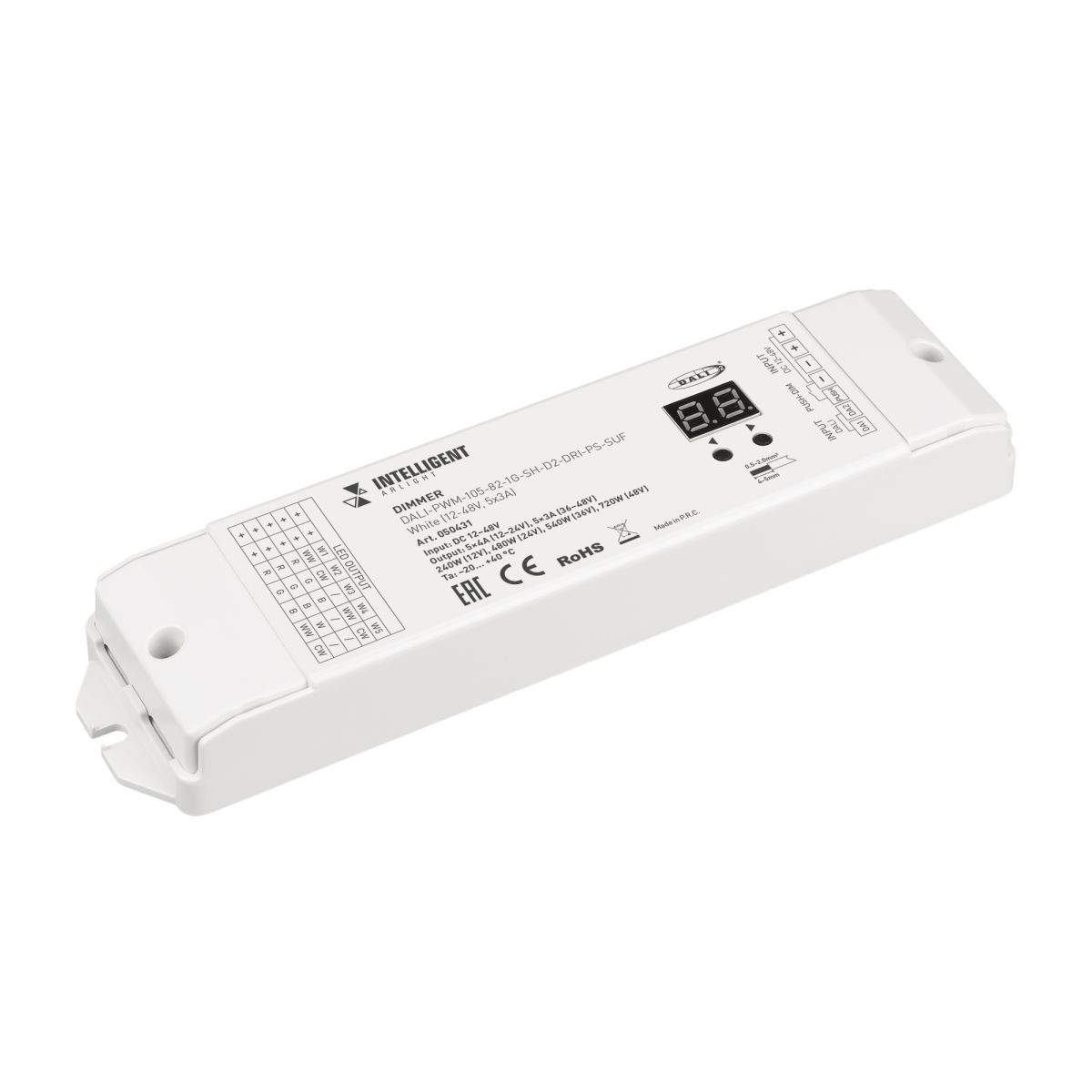Универсальный 5-канальный диммер для светодиодной ленты Arlight DALI-PWM-105-82-1G-SH-D2-DRI-PS-SUF White (12-48V, 5x3A) (IARL, IP20 Пластик) 050431 050431 - магазин электротехники Electroshop