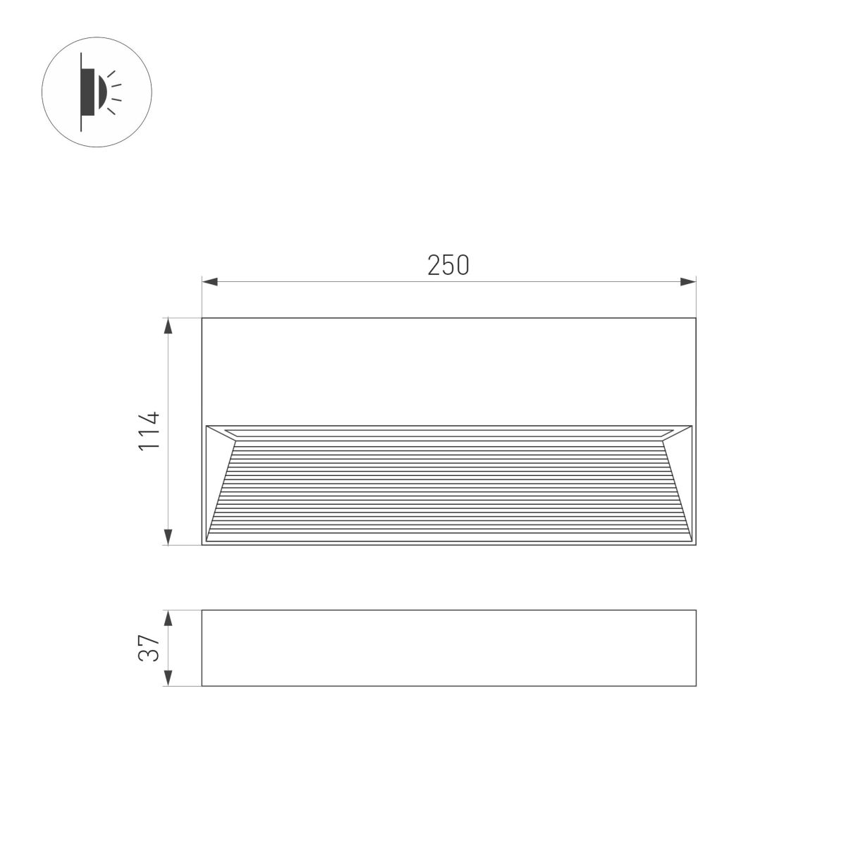 Светильник для ступеней Arlight LGD-RIBONIK-S250x114-10W Warm3000 (Черный, 70 deg, 230V) (IP65 Металл) 062693 062693 - магазин электротехники Electroshop