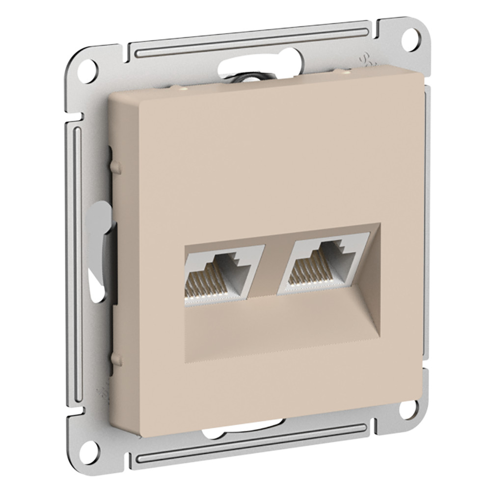 Розетка двойная компьютерная RJ45+RJ45 кат 5E AtlasDesign песочный Systeme Electric ATN001285 ATN001285 - магазин электротехники Electroshop