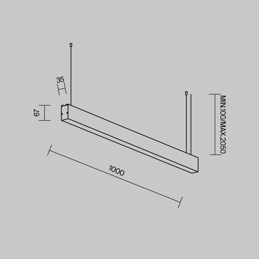 Линейный подвесной светильник Maytoni Technical 4000K 35x67 (Черный, 1 м) LL312044 LL312044 - магазин электротехники Electroshop