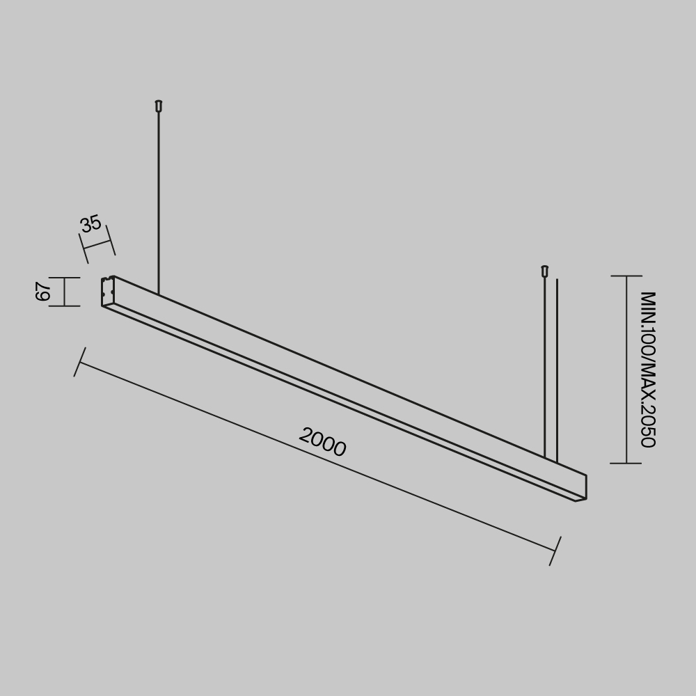 Линейный подвесной светильник Maytoni Technical 4000K 35x67 (Черный, 2 м) LL312048 LL312048 - магазин электротехники Electroshop