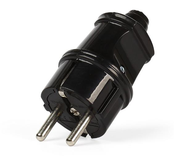 Вилка прямая 2К+З с заземлением черная 16А 250В Smartbuy SBE-16-P01-b SBE-16-P01-b - магазин электротехники Electroshop