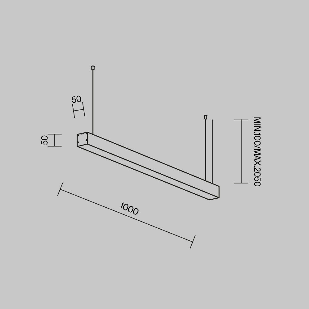 Линейный подвесной светильник Maytoni Technical 3000K 50x50 (Черный, 1 м) LL312027 LL312027 - магазин электротехники Electroshop