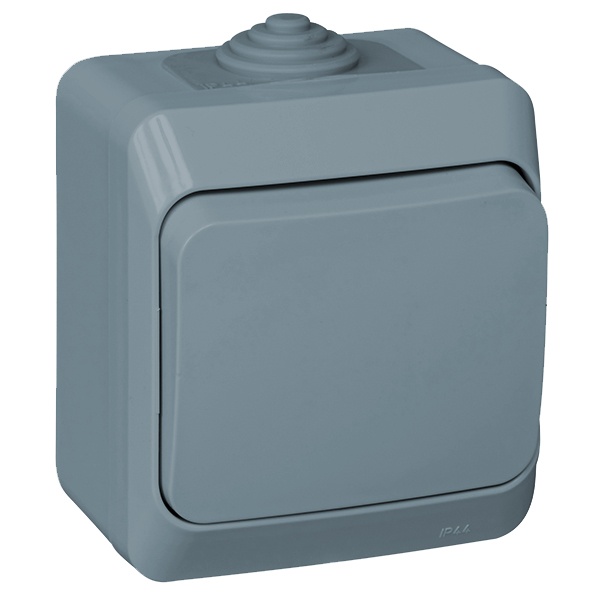 Переключатель одноклавишный Этюд IP44  Systeme Electric серый BA10-046C BA10-046C - магазин электротехники Electroshop