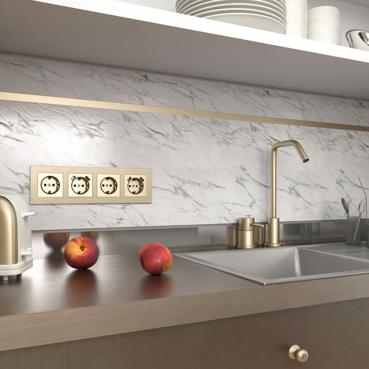 Рамка Werkel Aluminium на 4 поста шампань алюминий W0021711 4690389158162 4690389158162 - магазин электротехники Electroshop