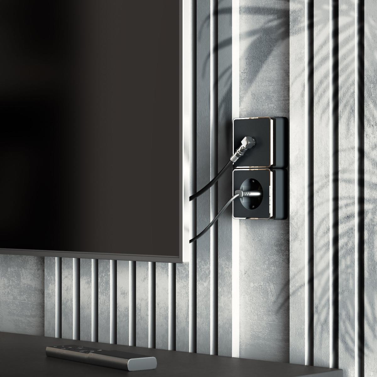 ТВ-розетка оконечная Werkel Gallant черный/хром W5083035 4690389164767 4690389164767 - магазин электротехники Electroshop