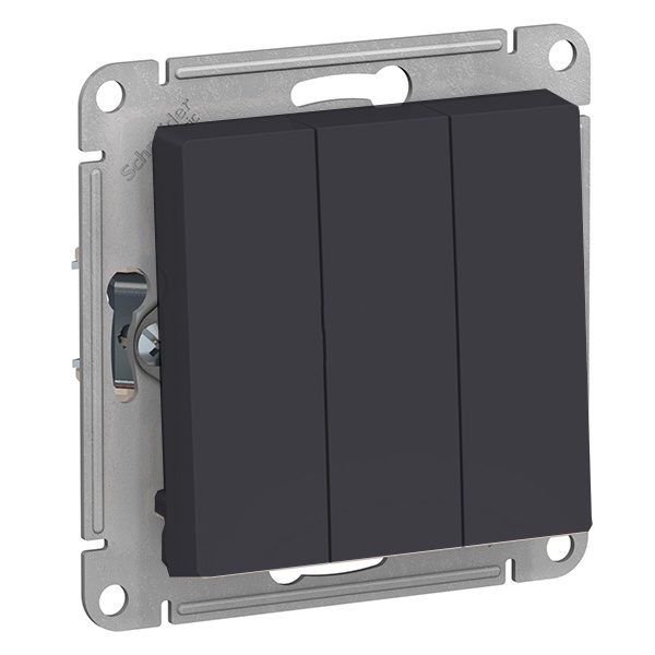 Трехклавишный выключатель 10А AtlasDesign карбон Systeme Electric ATN001031 ATN001031 - магазин электротехники Electroshop